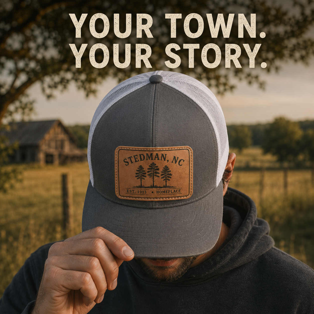 Stedman, NC - Rectangle Patch Trucker Snap Back