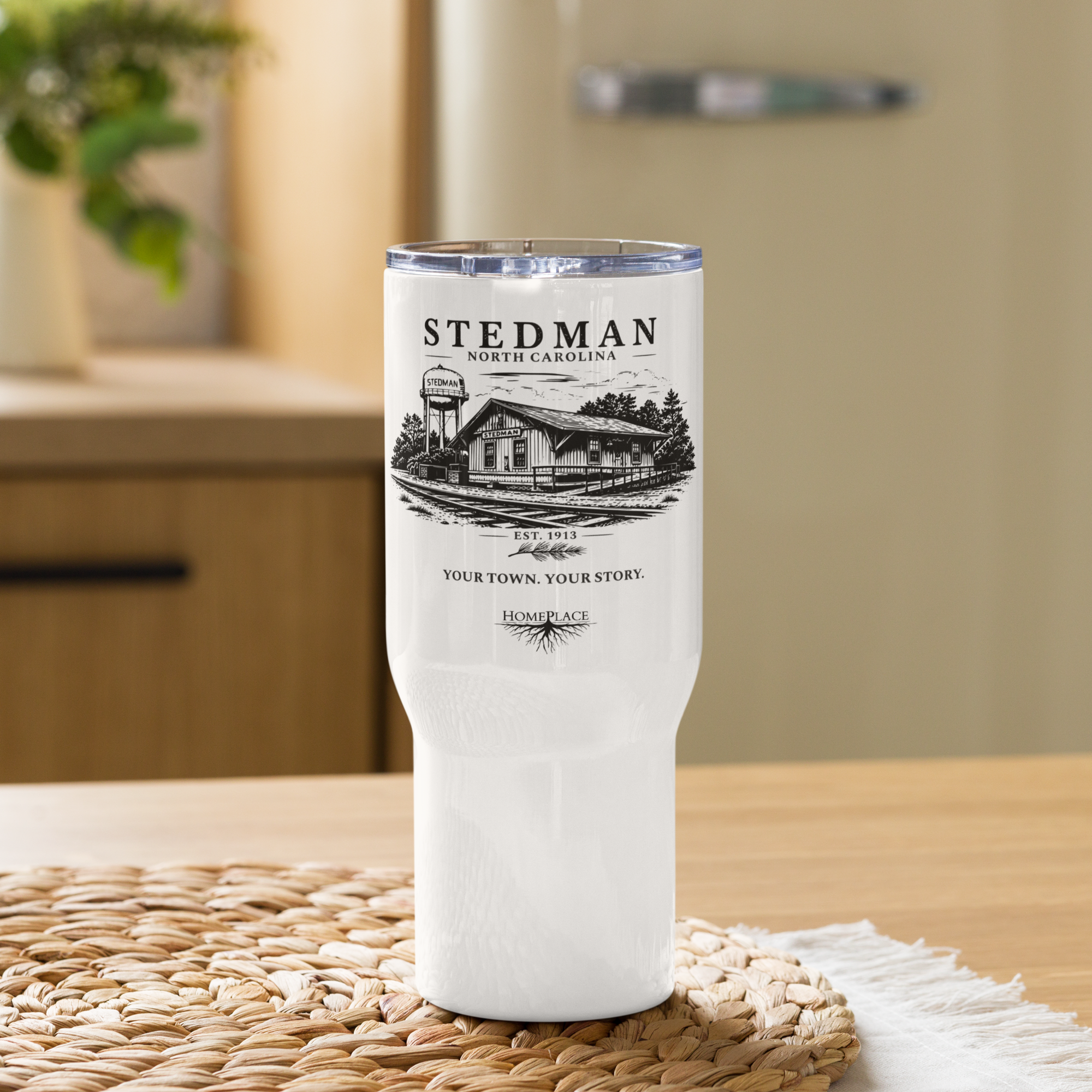 Stedman, NC - Train Depot - Travel mug w/ handle