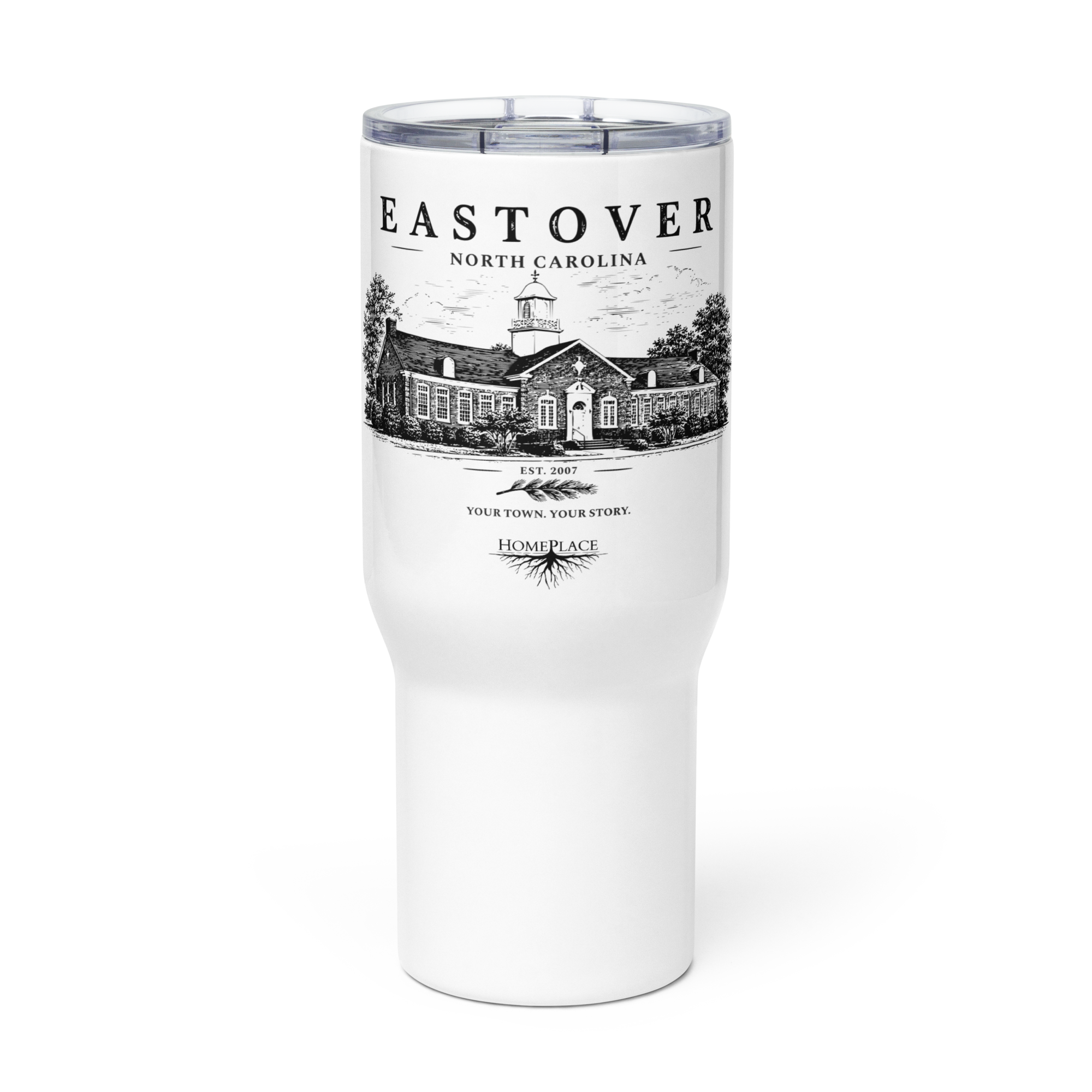 Eastover, NC - Train Depot - Travel mug w/ handle