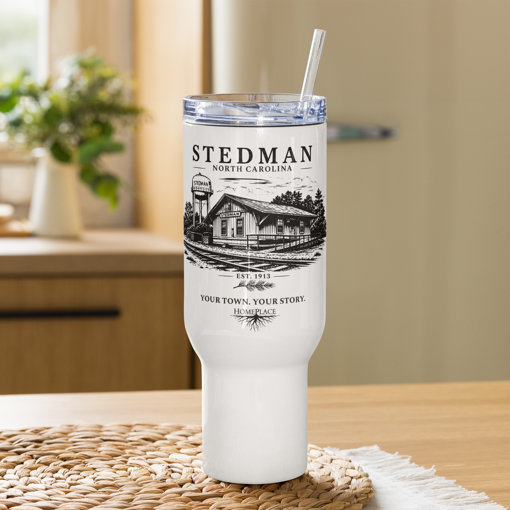 Stedman, NC - Train Depot - Travel mug w/ handle