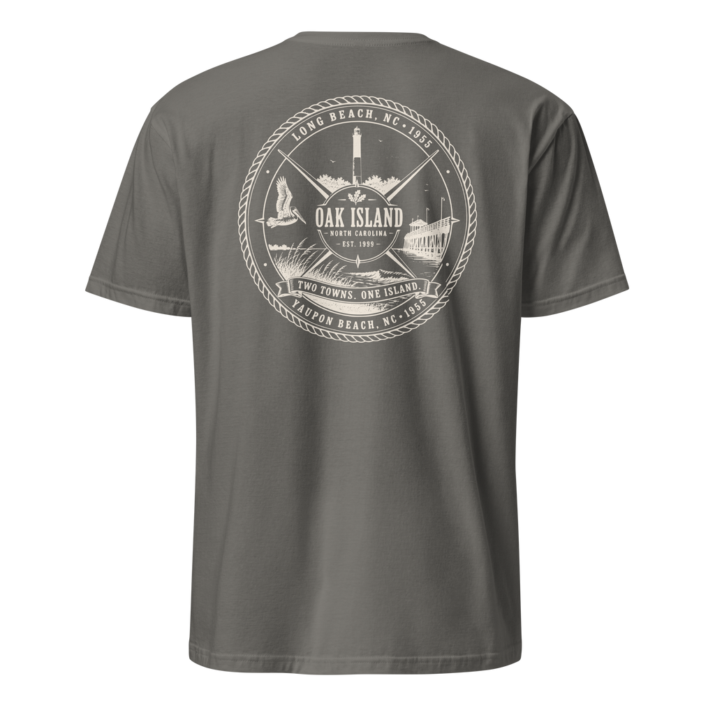 Oak Island, NC - Two Towns. One Island. - Unisex T-Shirt