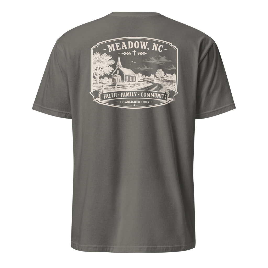 Meadow, NC - Faith, Family, Community - Unisex T-Shirt