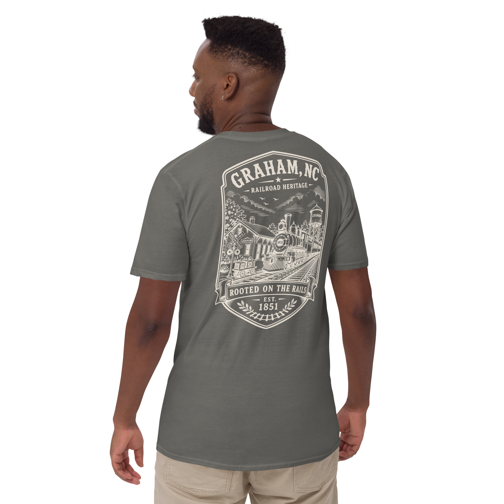 Graham, NC - Rooted On The Rails - Short-Sleeve Unisex