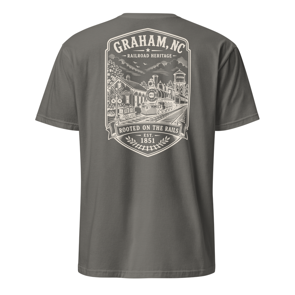 Graham, NC - Rooted On The Rails - Short-Sleeve Unisex