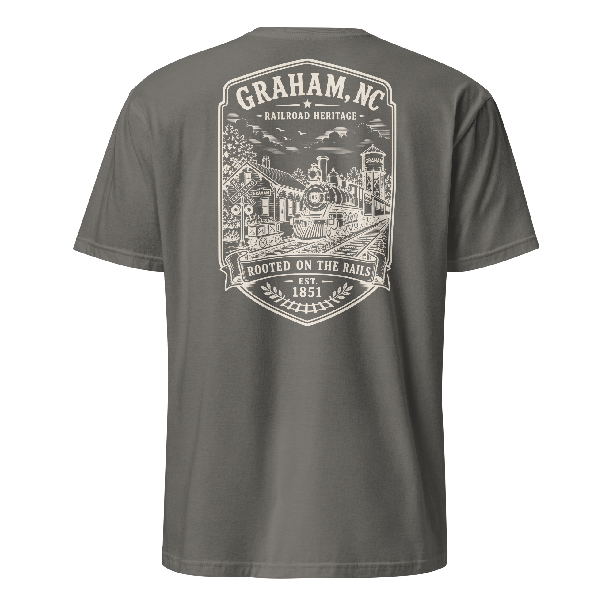 Graham, NC - Rooted On The Rails - Short-Sleeve Unisex