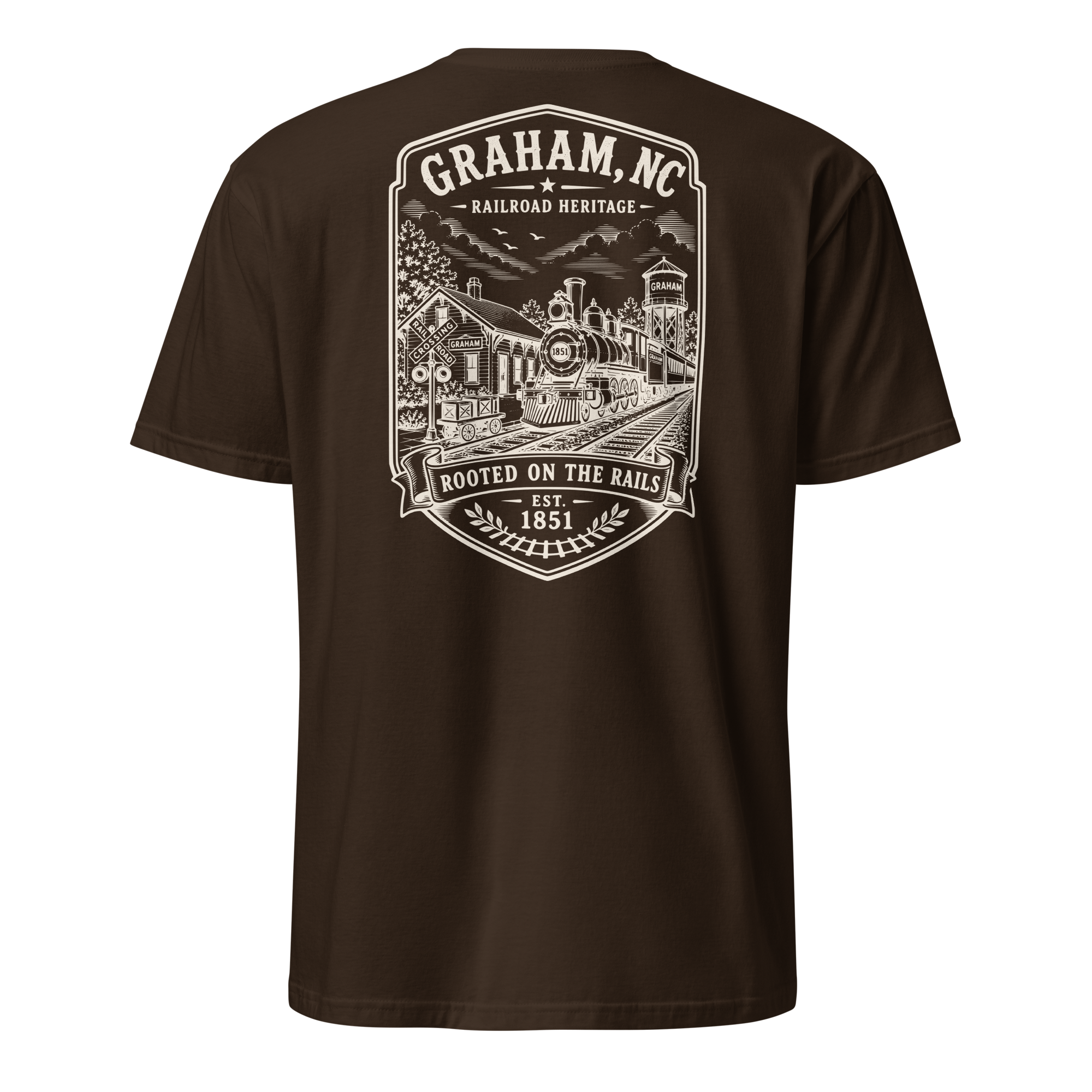 Graham, NC - Rooted On The Rails - Short-Sleeve Unisex