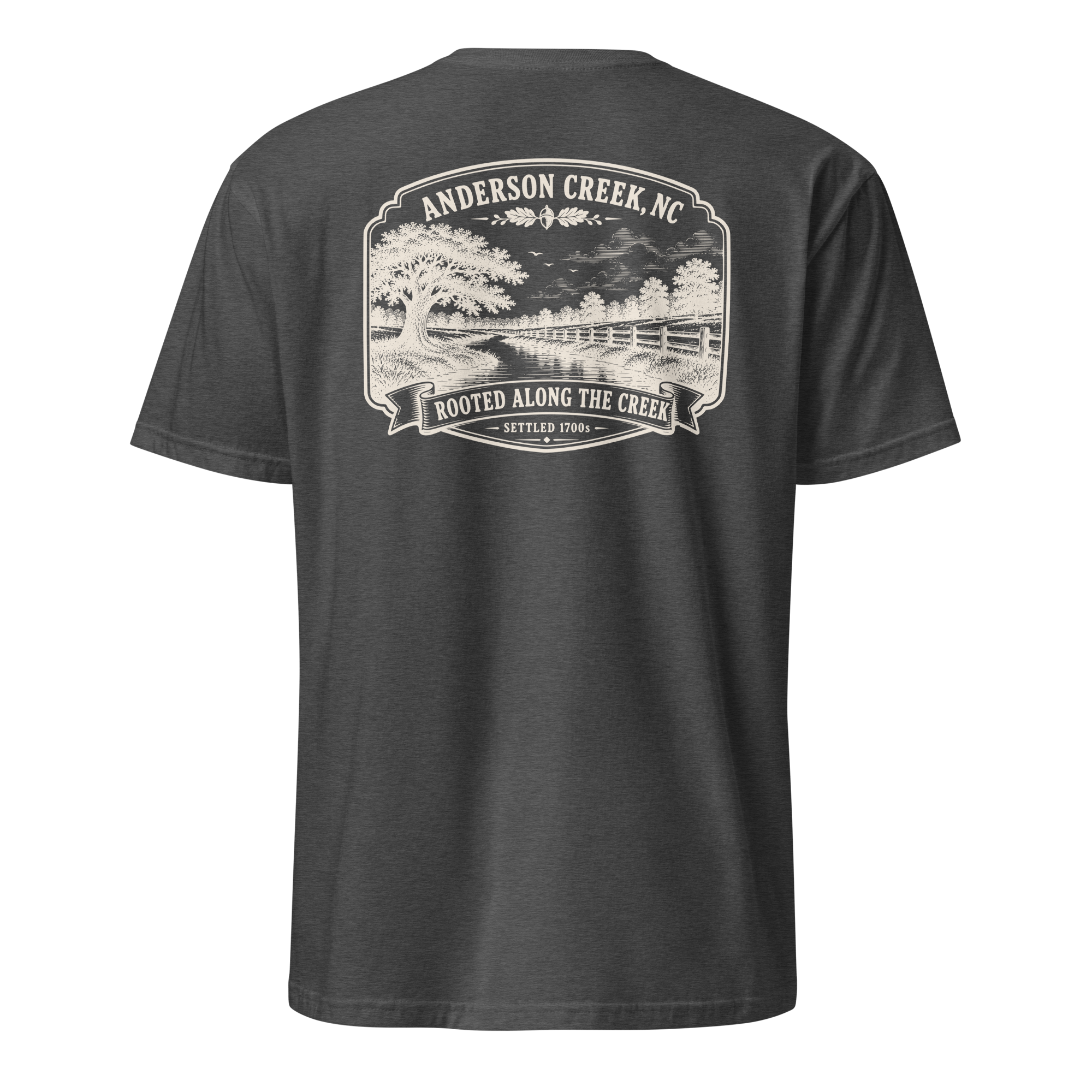 Anderson Creek, NC - Rooted Along The Creek - Unisex T-Shirt