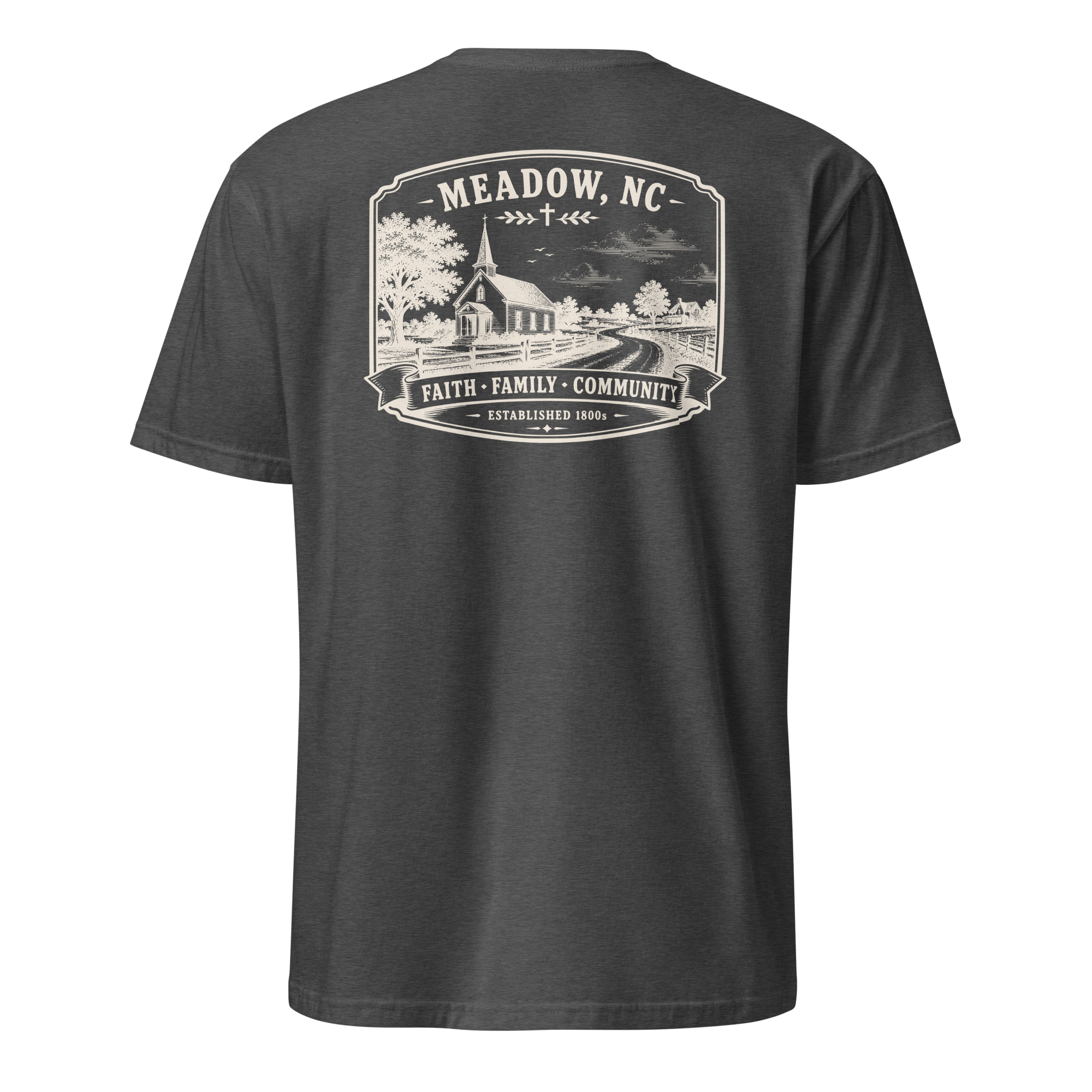 Meadow, NC - Faith, Family, Community - Unisex T-Shirt
