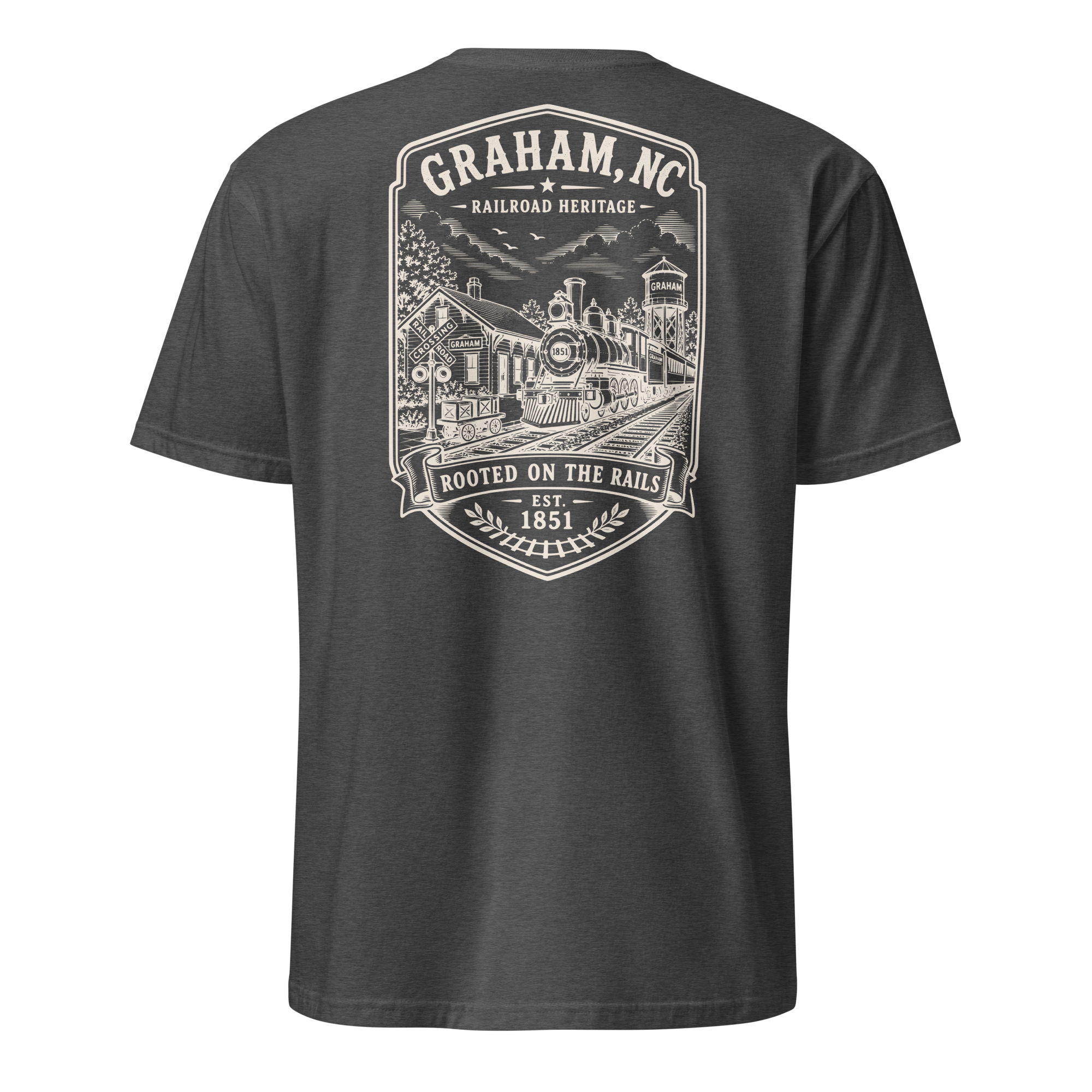 Graham, NC - Rooted On The Rails - Short-Sleeve Unisex