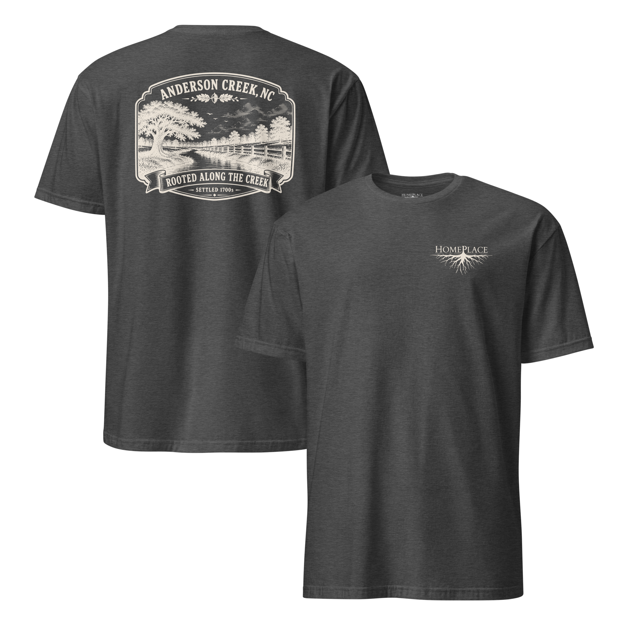 Anderson Creek, NC - Rooted Along The Creek - Unisex T-Shirt