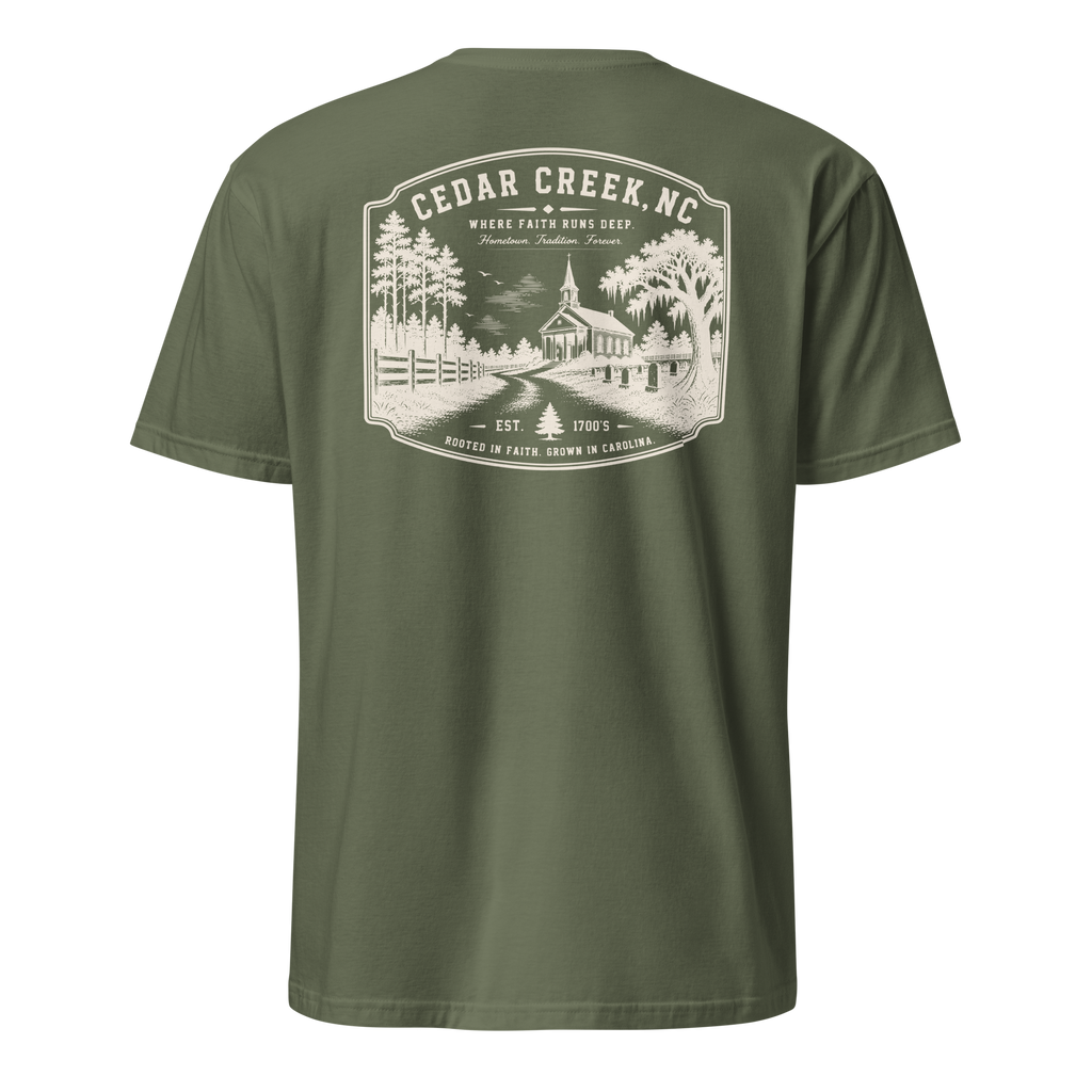 Cedar Creek, NC - Rooted In Faith - Unisex T-Shirt