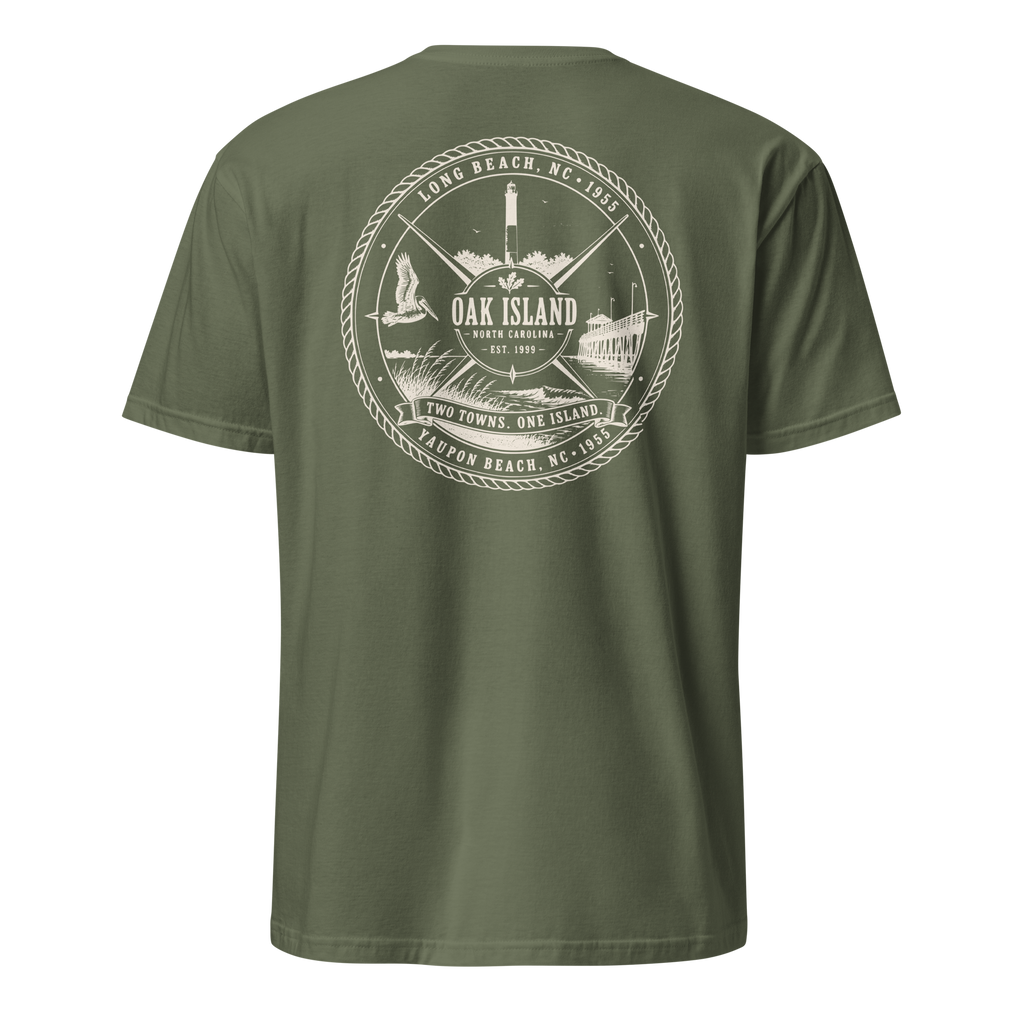 Oak Island, NC - Two Towns. One Island. - Unisex T-Shirt
