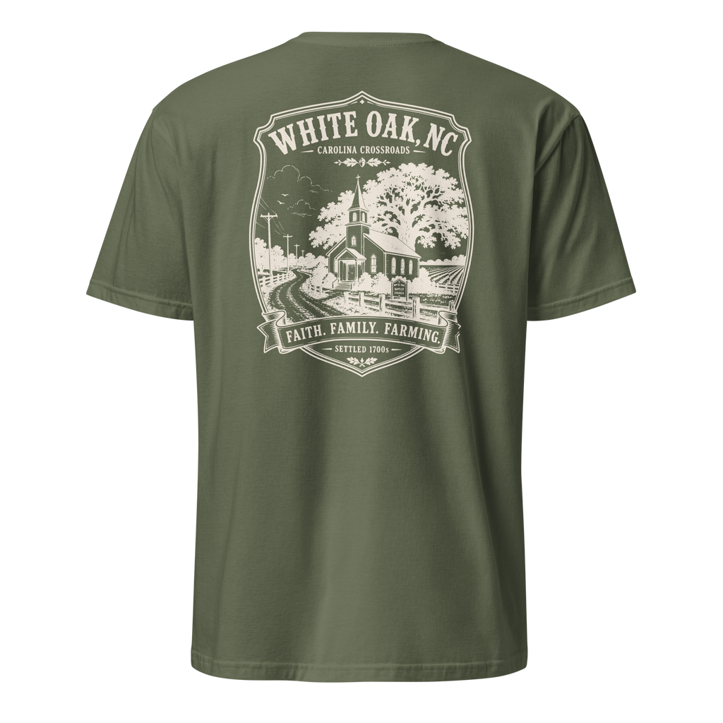 White Oak, NC - Faith, Family, Farming - Unisex T-Shirt