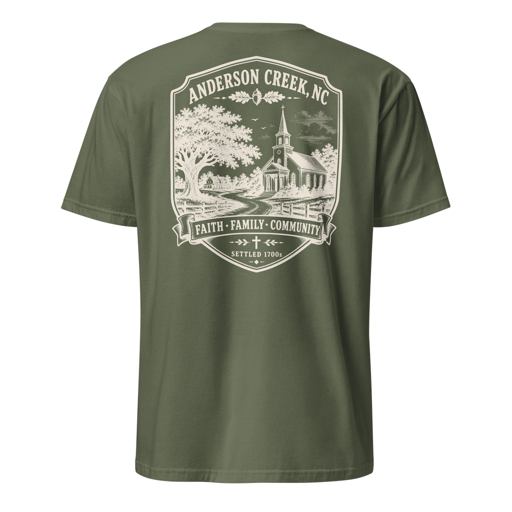 Anderson Creek, NC - Faith, Family, Community - Unisex T-Shirt