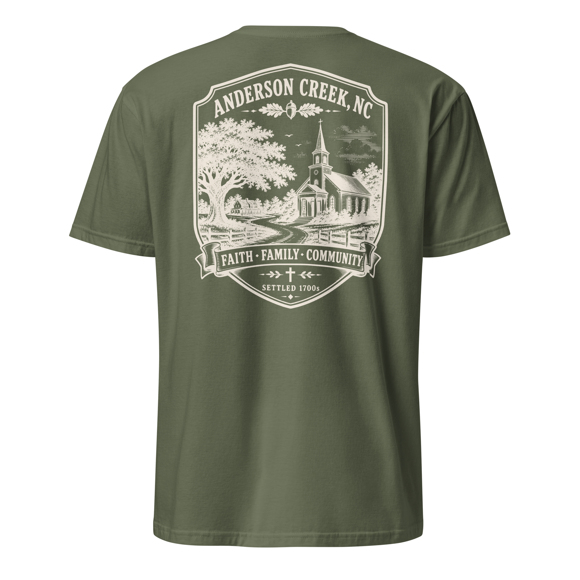 Anderson Creek, NC - Faith, Family, Community - Unisex T-Shirt