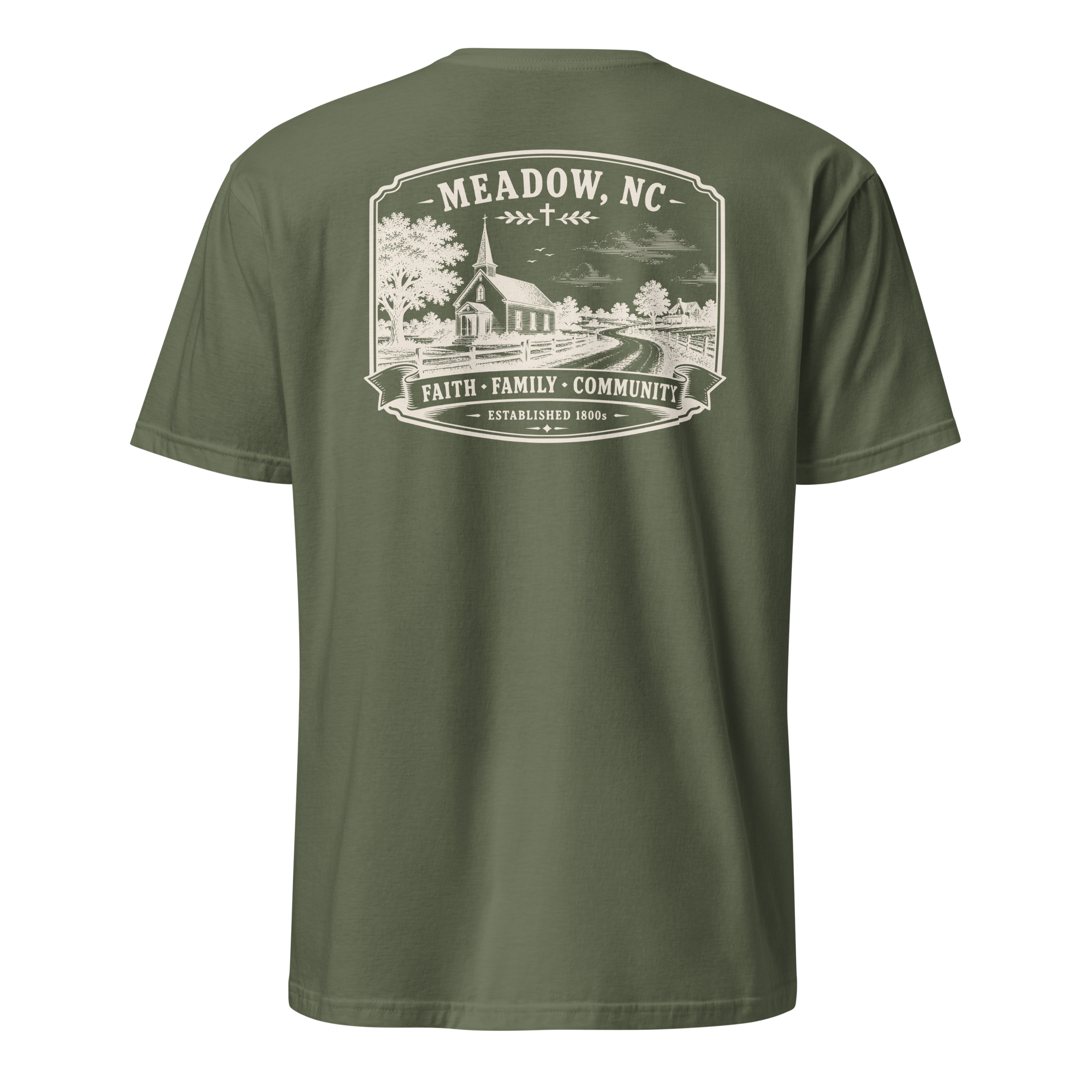 Meadow, NC - Faith, Family, Community - Unisex T-Shirt