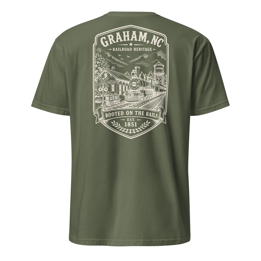 Graham, NC - Rooted On The Rails - Short-Sleeve Unisex