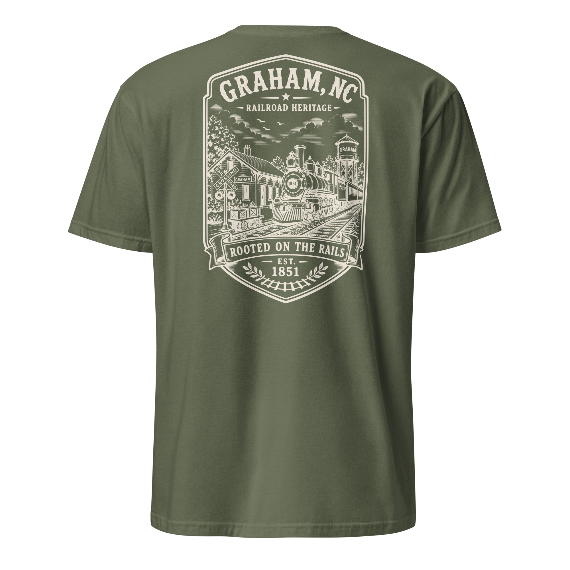 Graham, NC - Rooted On The Rails - Short-Sleeve Unisex