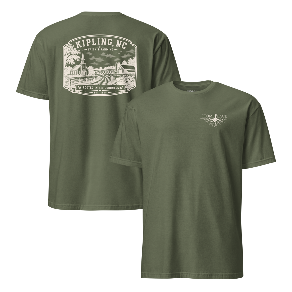 Kipling, NC - Faith & Farming - Unisex T-Shirt