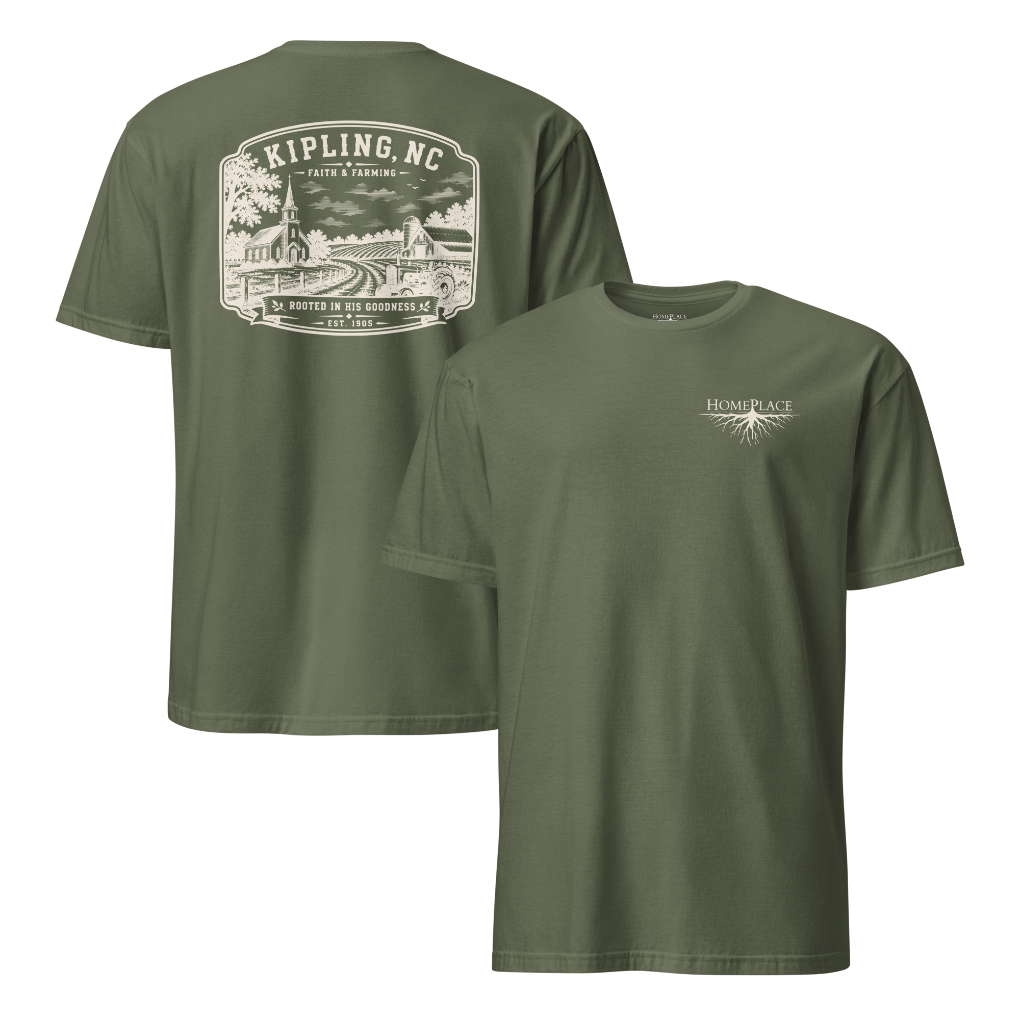 Kipling, NC - Faith & Farming - Unisex T-Shirt