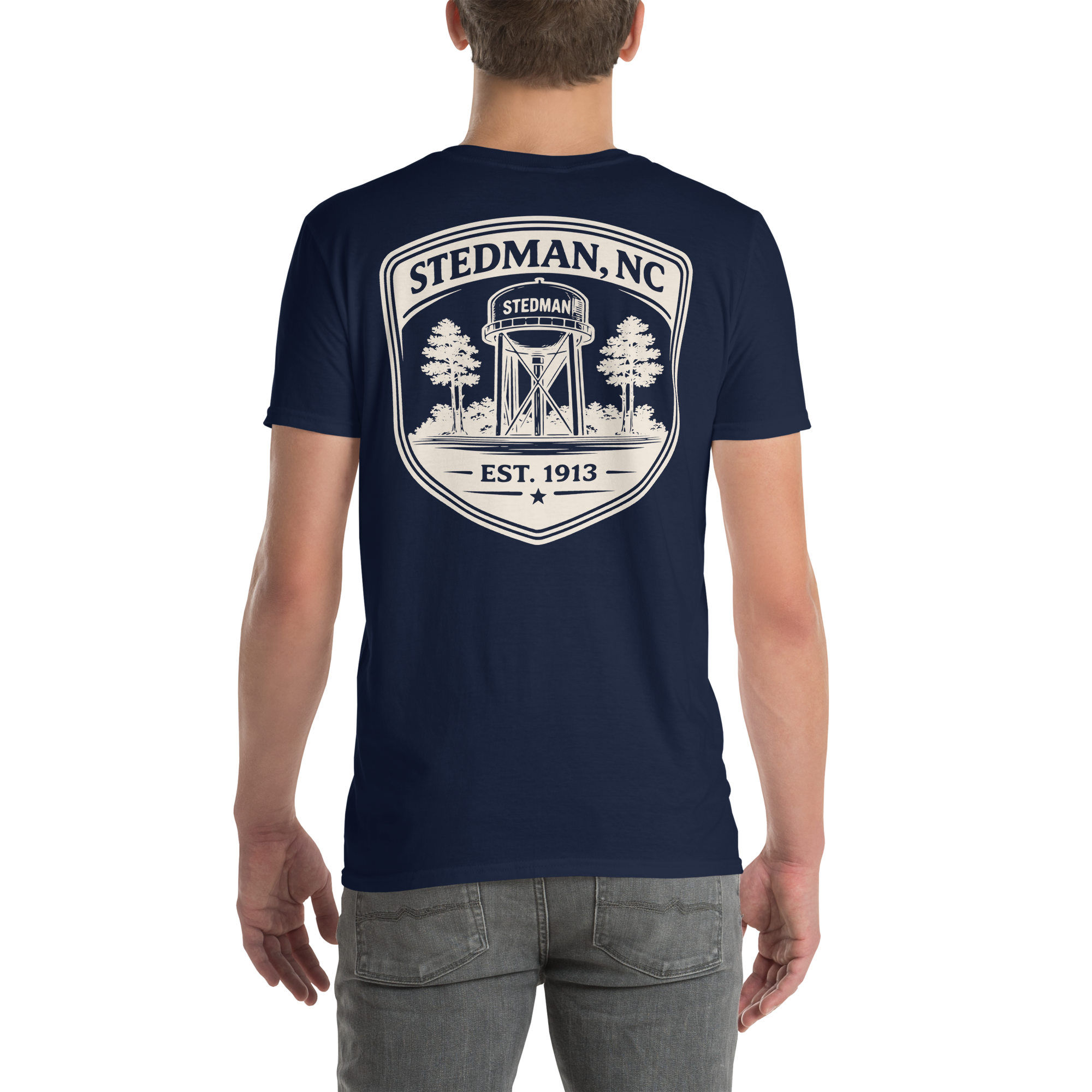 Stedman, NC - Water Tower Shield Badge - Unisex T-Shirt