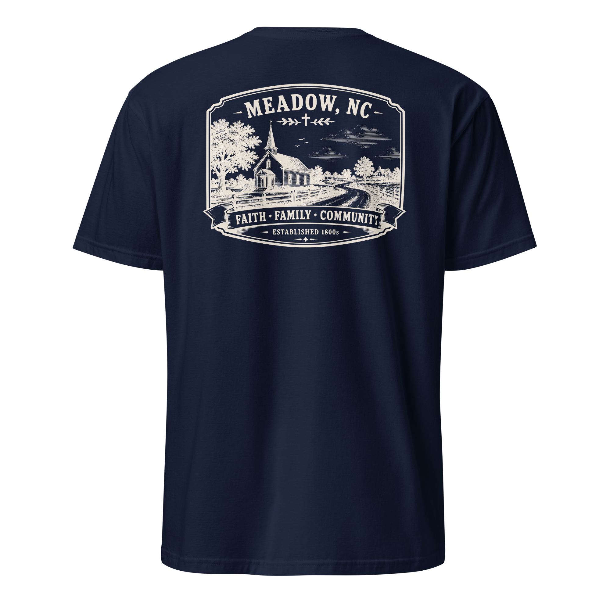 Meadow, NC - Faith, Family, Community - Unisex T-Shirt