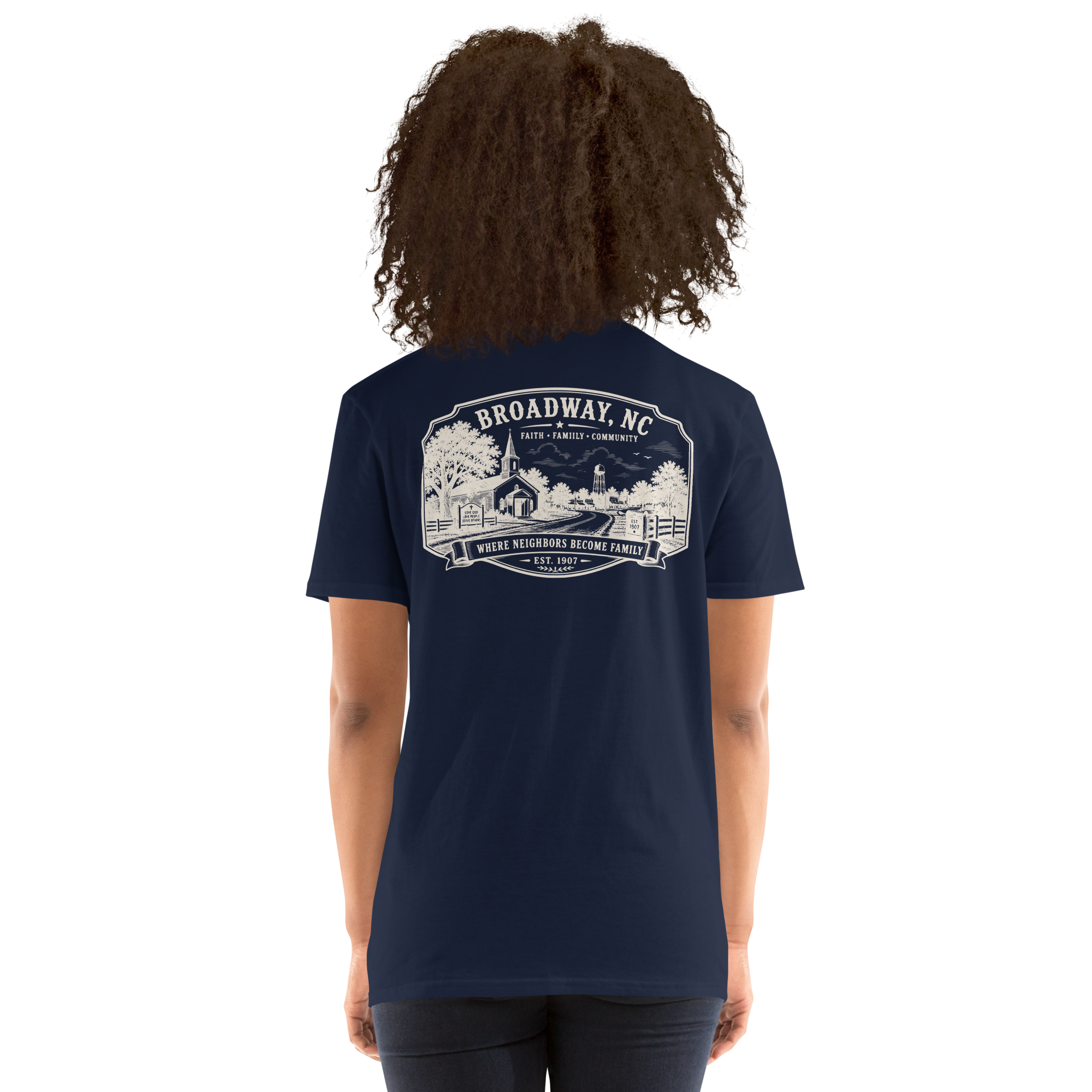 Broadway, NC - Faith, Family, Community - Short-Sleeve Unisex
