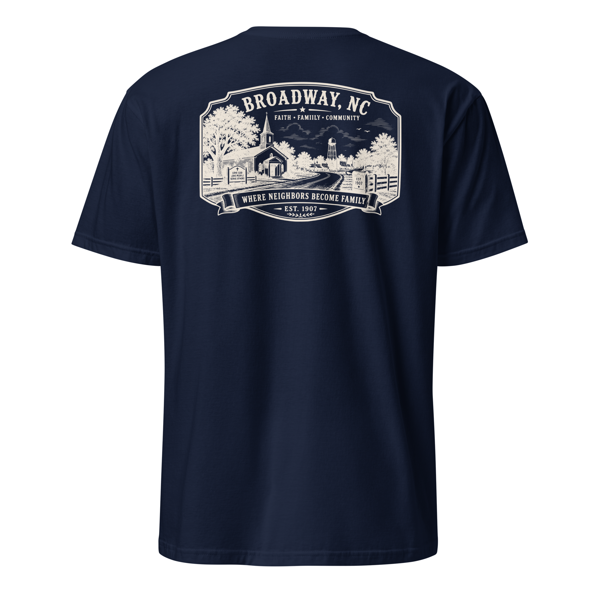 Broadway, NC - Faith, Family, Community - Short-Sleeve Unisex