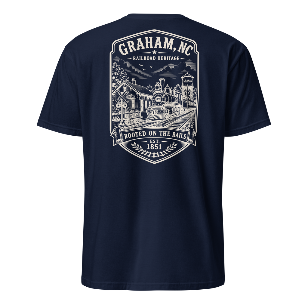 Graham, NC - Rooted On The Rails - Short-Sleeve Unisex