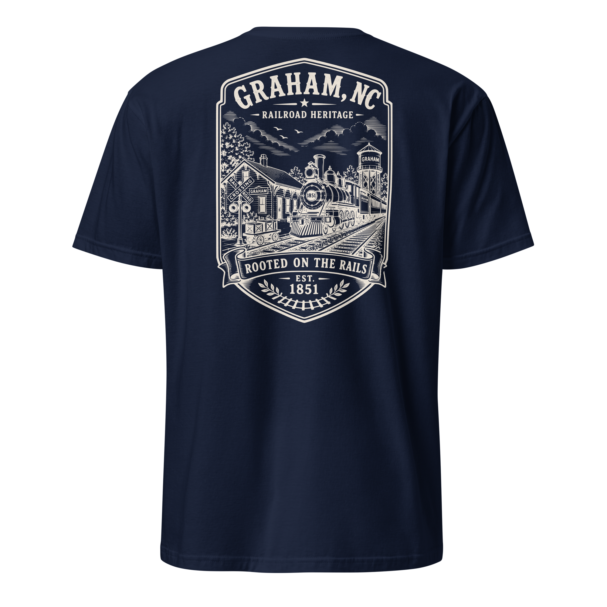 Graham, NC - Rooted On The Rails - Short-Sleeve Unisex