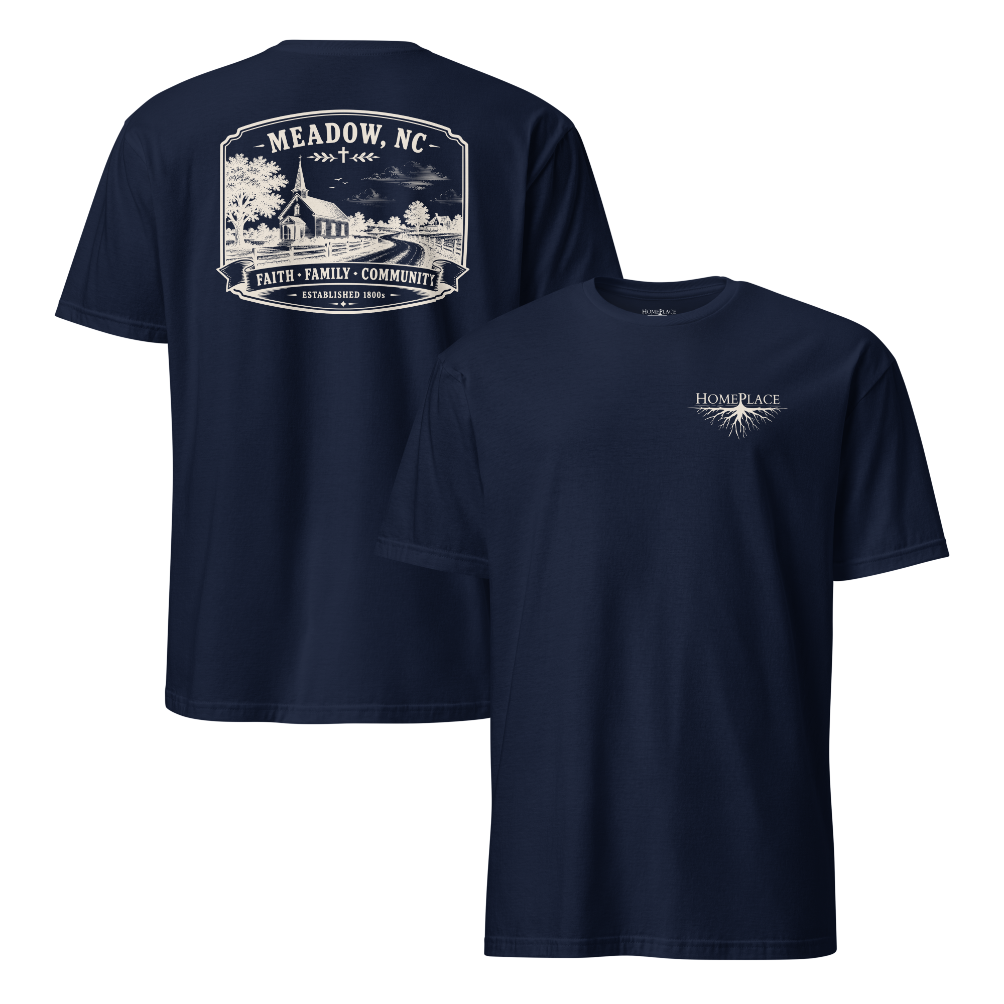 Meadow, NC - Faith, Family, Community - Unisex T-Shirt
