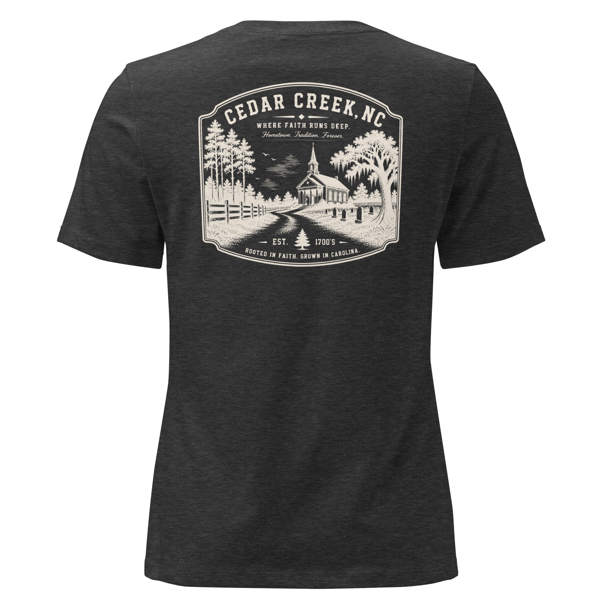 Cedar Creek, NC - Rooted In Faith - Women's Relaxed T-Shirt