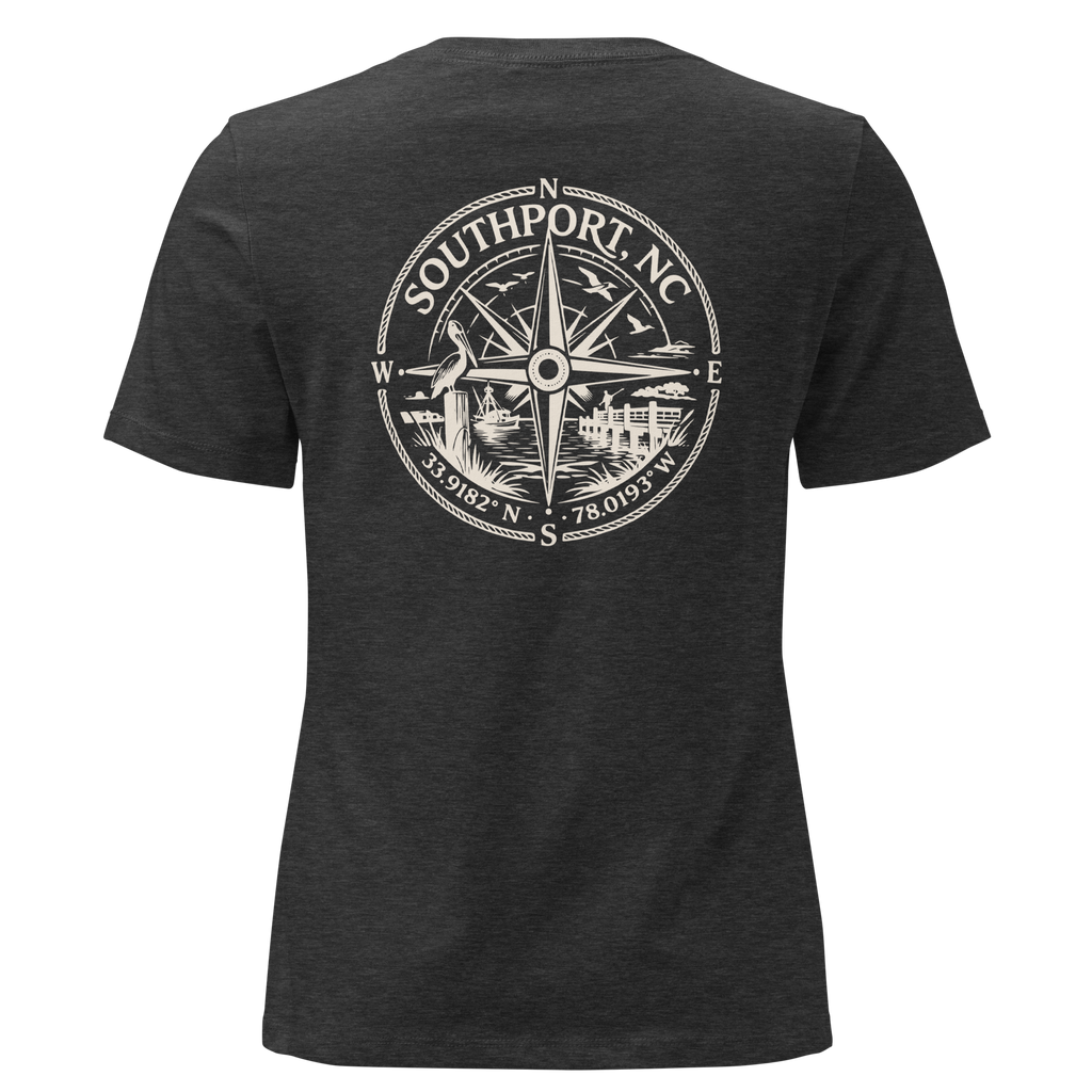 Southport NC - Compass- Women's Relaxed T-Shirt