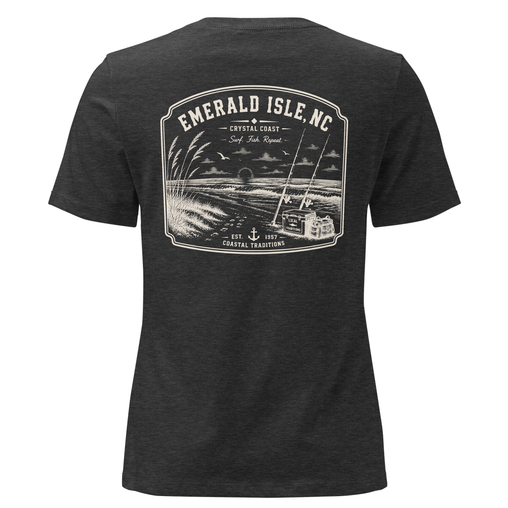 Emerald Isle NC - Surf, Fish, Repeat - Women's Relaxed T-Shirt
