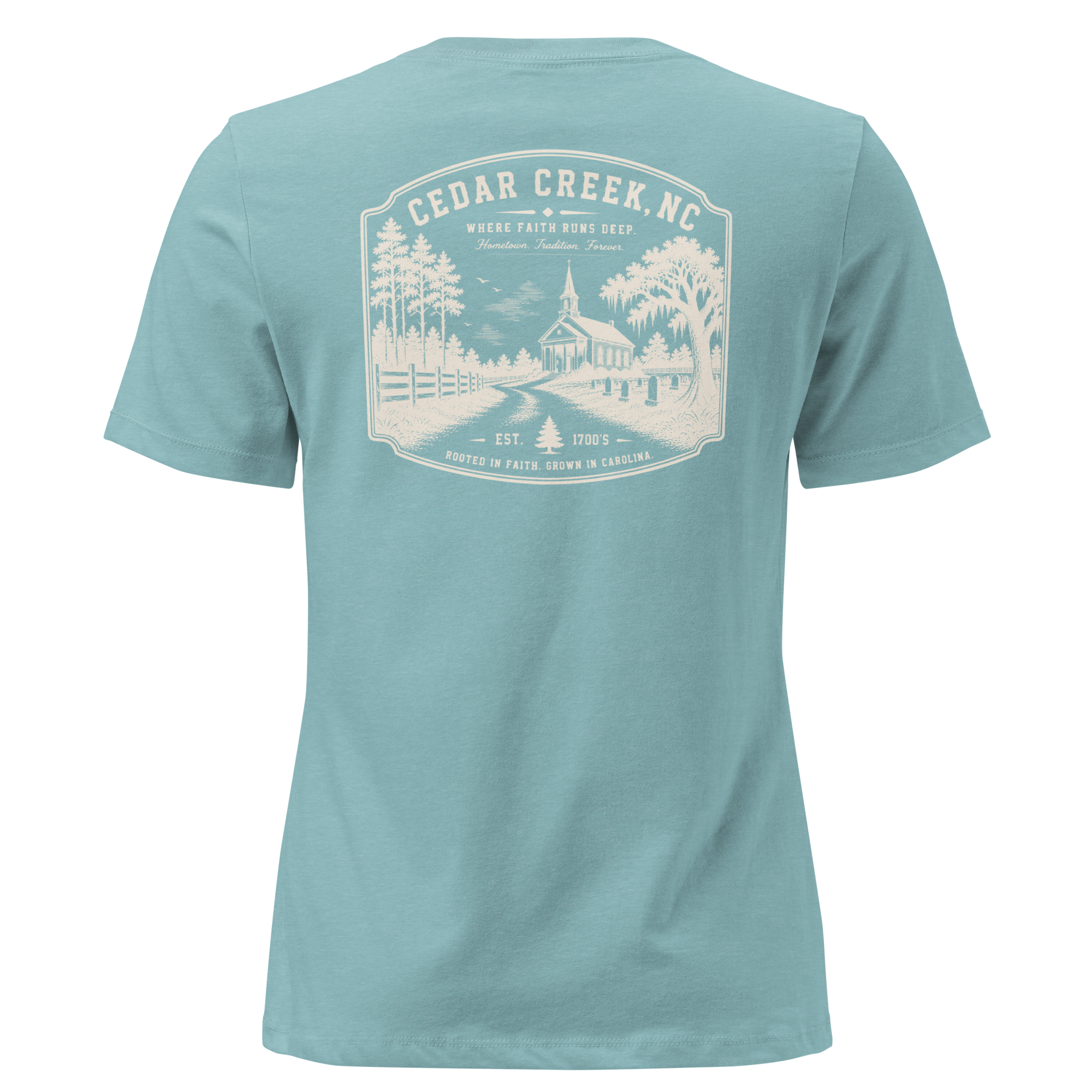 Cedar Creek, NC - Rooted In Faith - Women's Relaxed T-Shirt