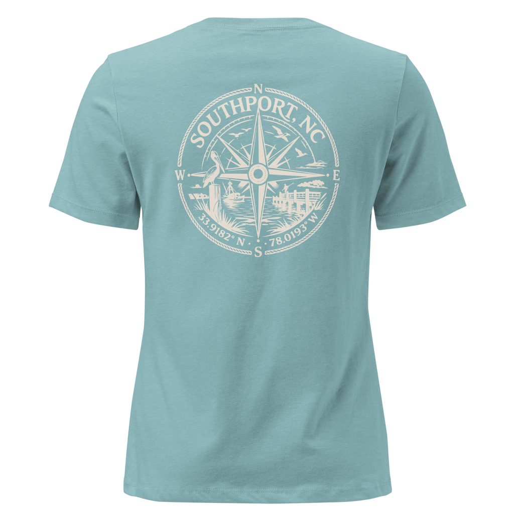 Southport NC - Compass- Women's Relaxed T-Shirt
