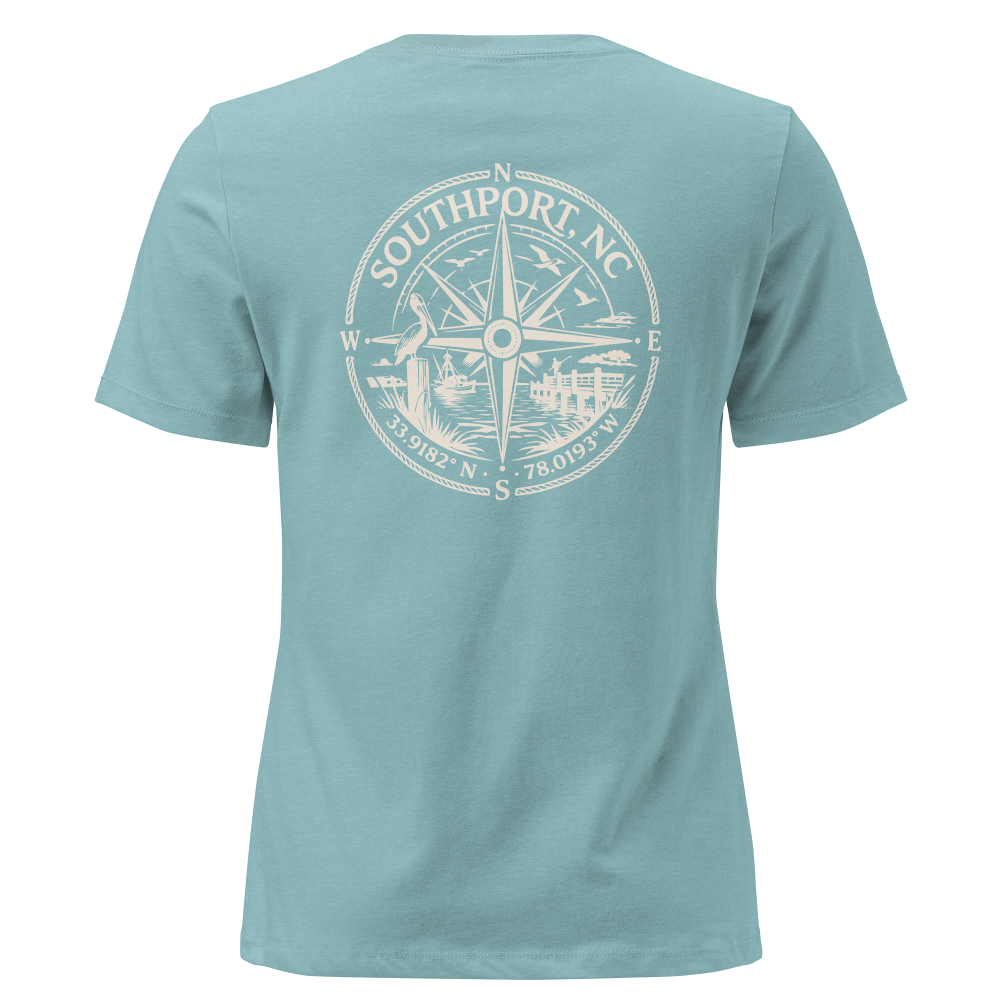 Southport NC - Compass- Women's Relaxed T-Shirt