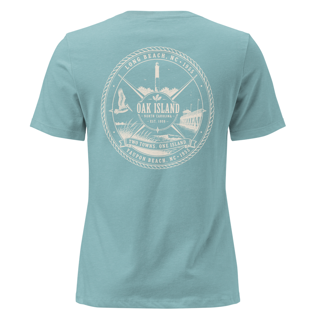 Oak Island, NC - Two Towns, One Island - Women's Relaxed T-Shirt