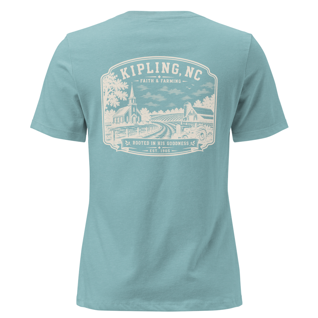 Kipling, NC - Faith & Farming - Women's Relaxed T-Shirt
