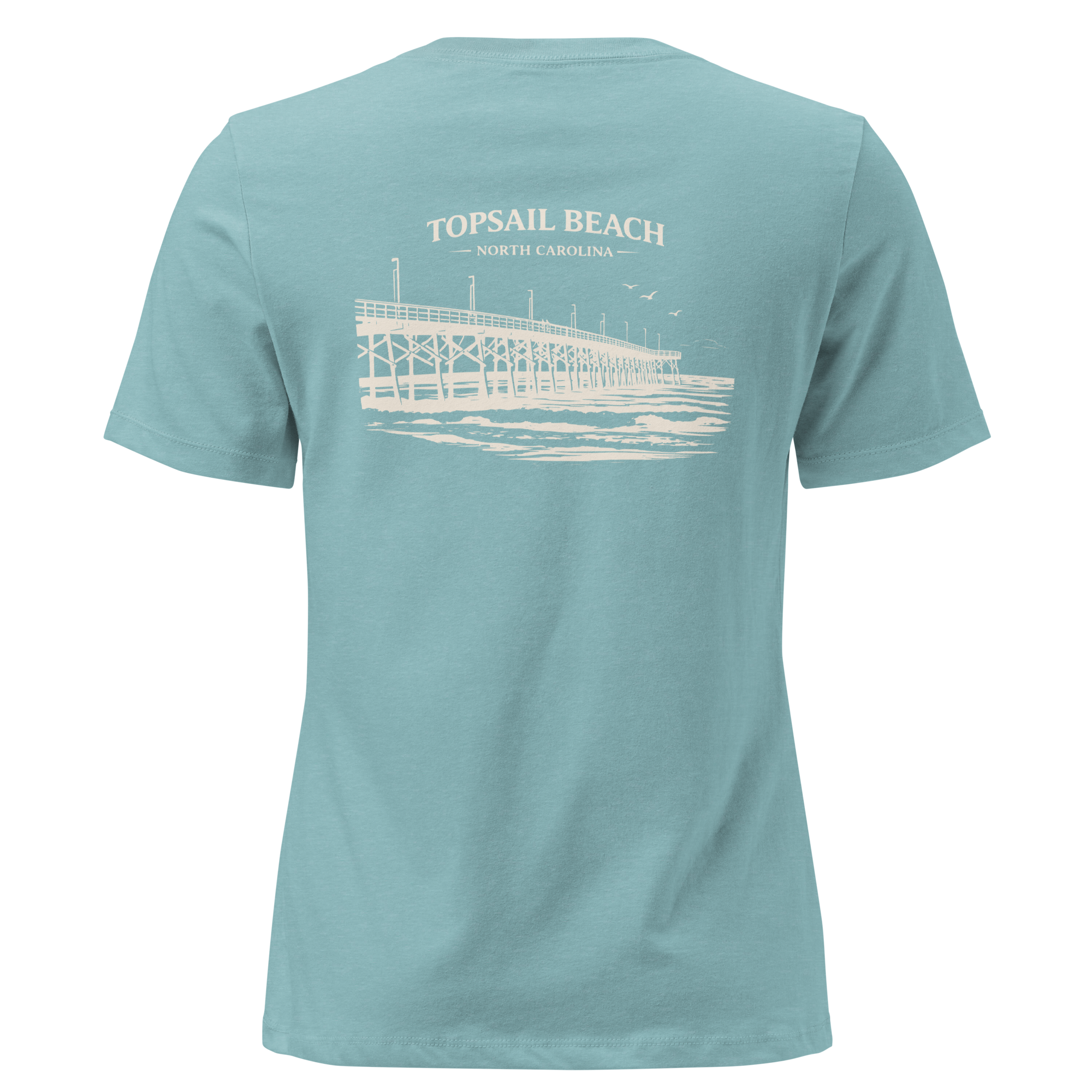 Topsail Beach NC - Topsail Beach Pier- Women's Relaxed T-Shirt