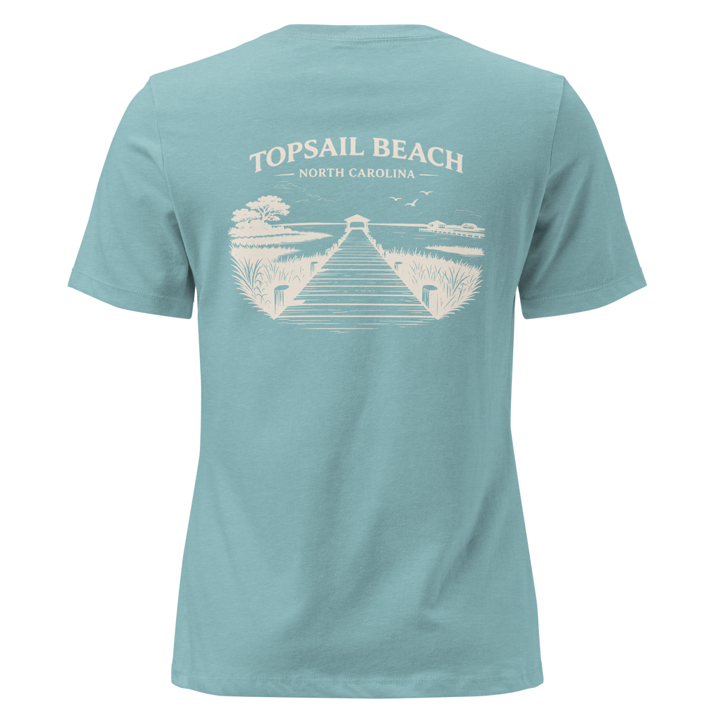 Topsail Beach NC - On the Dock- Women's Relaxed T-Shirt