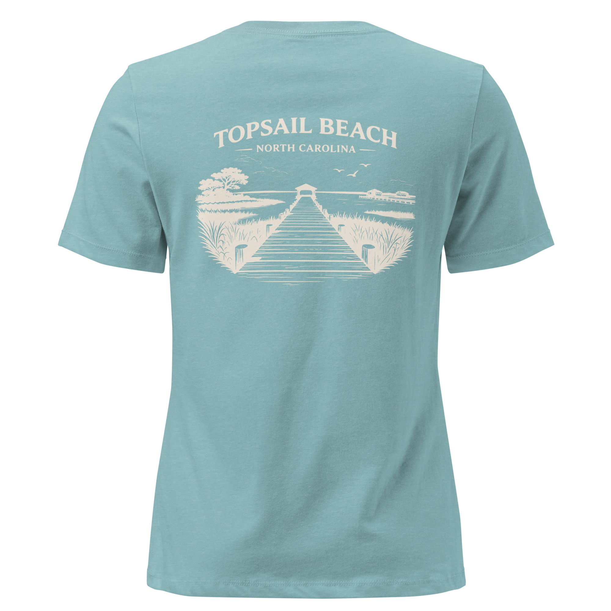 Topsail Beach NC - On the Dock- Women's Relaxed T-Shirt