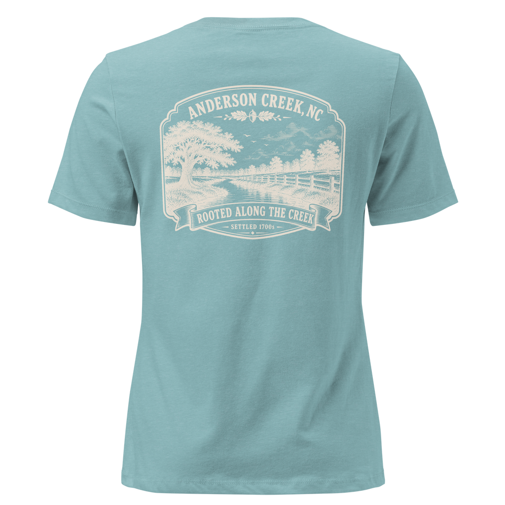 Anderson Creek, NC - Rooted Along the Creek- Women's Relaxed T-Shirt