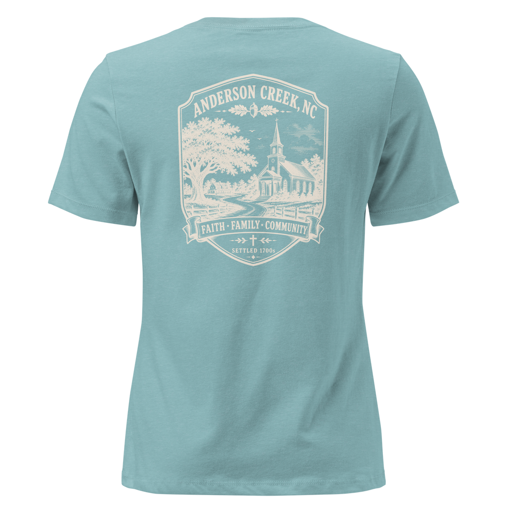 Anderson Creek, NC - Faith, Family, Community - Women's Relaxed T-Shirt