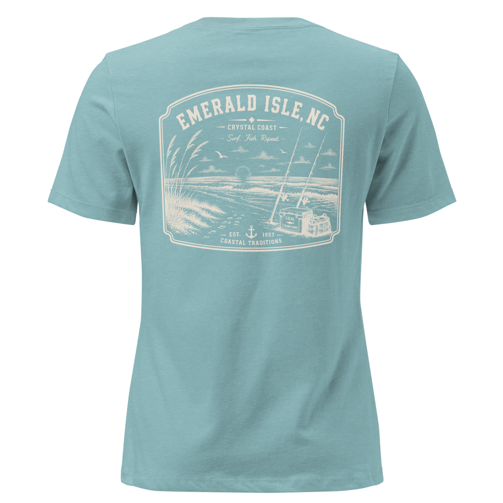 Emerald Isle NC - Surf, Fish, Repeat - Women's Relaxed T-Shirt