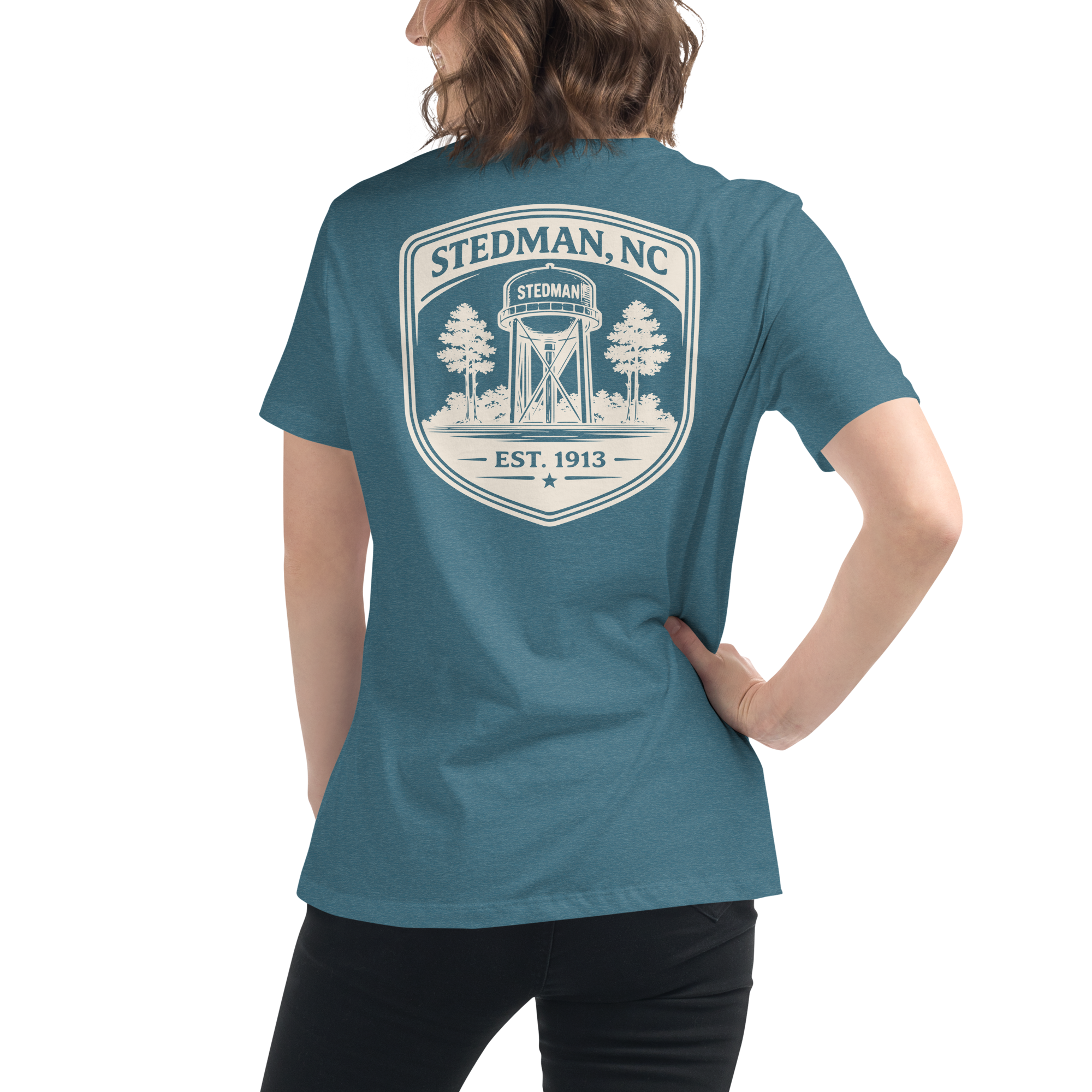 Stedman, NC - Stedman Water Tower Badge- Women's Relaxed T-Shirt