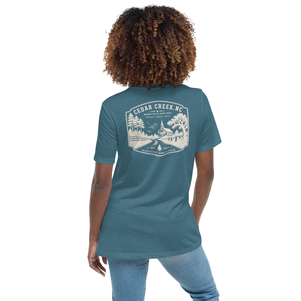 Cedar Creek, NC - Rooted In Faith - Women's Relaxed T-Shirt