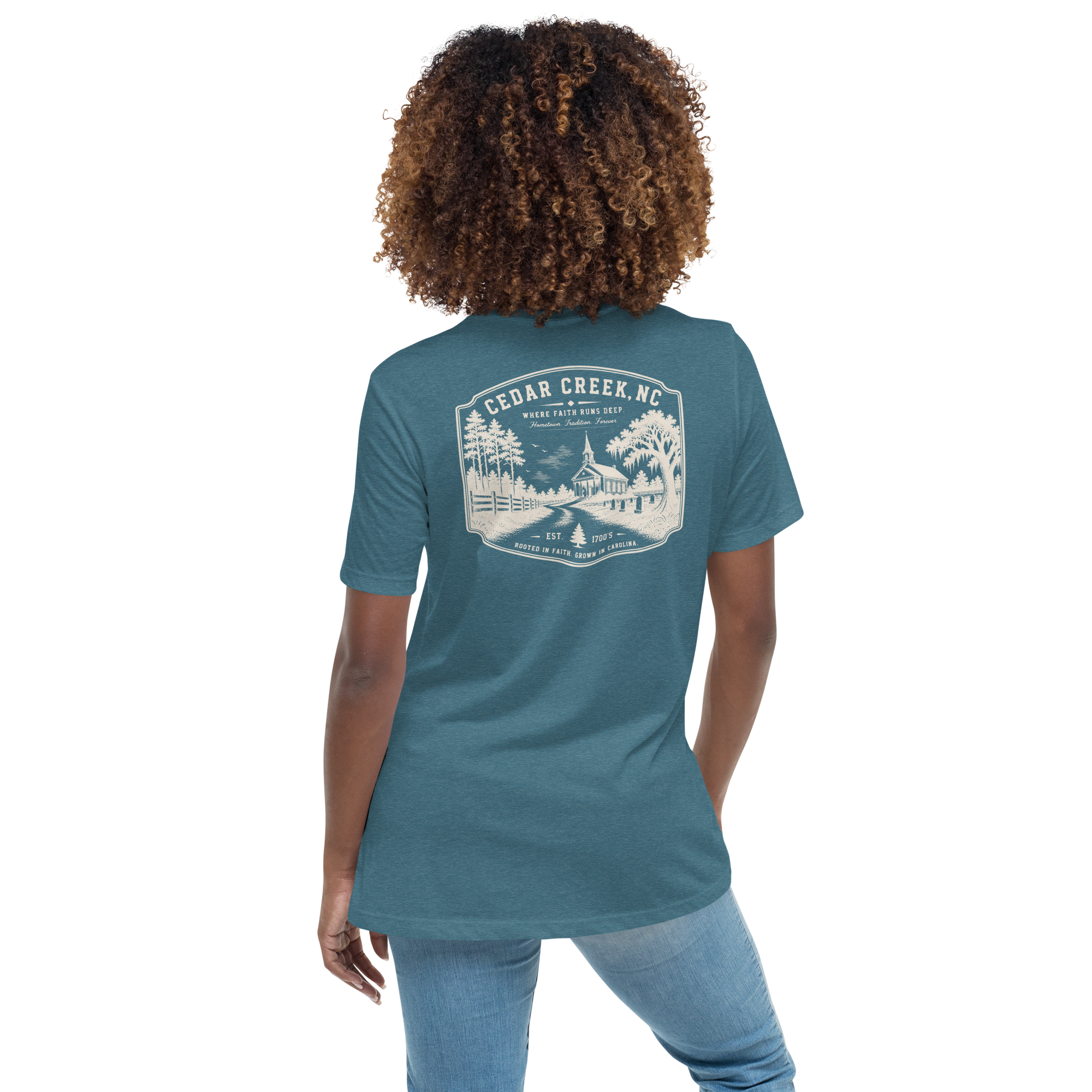 Cedar Creek, NC - Rooted In Faith - Women's Relaxed T-Shirt