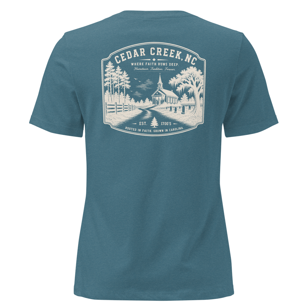 Cedar Creek, NC - Rooted In Faith - Women's Relaxed T-Shirt