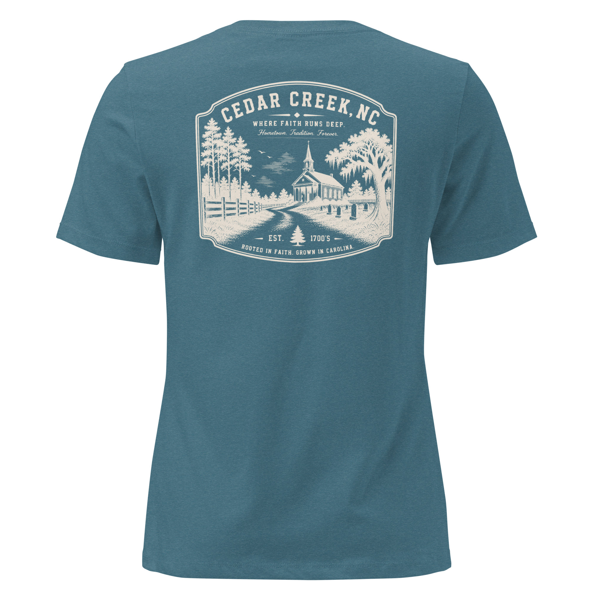 Cedar Creek, NC - Rooted In Faith - Women's Relaxed T-Shirt